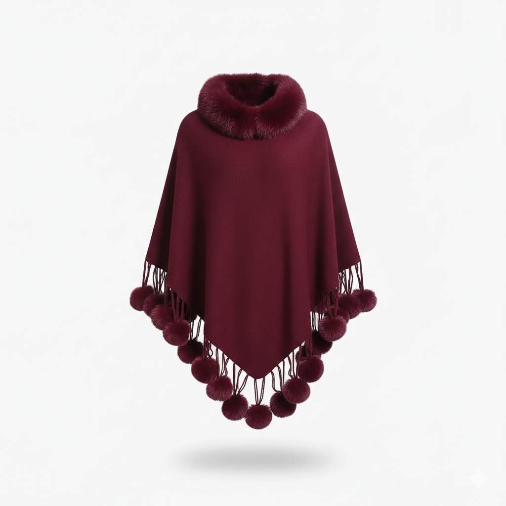 Poncho femme à pompons - Horizon Poncho