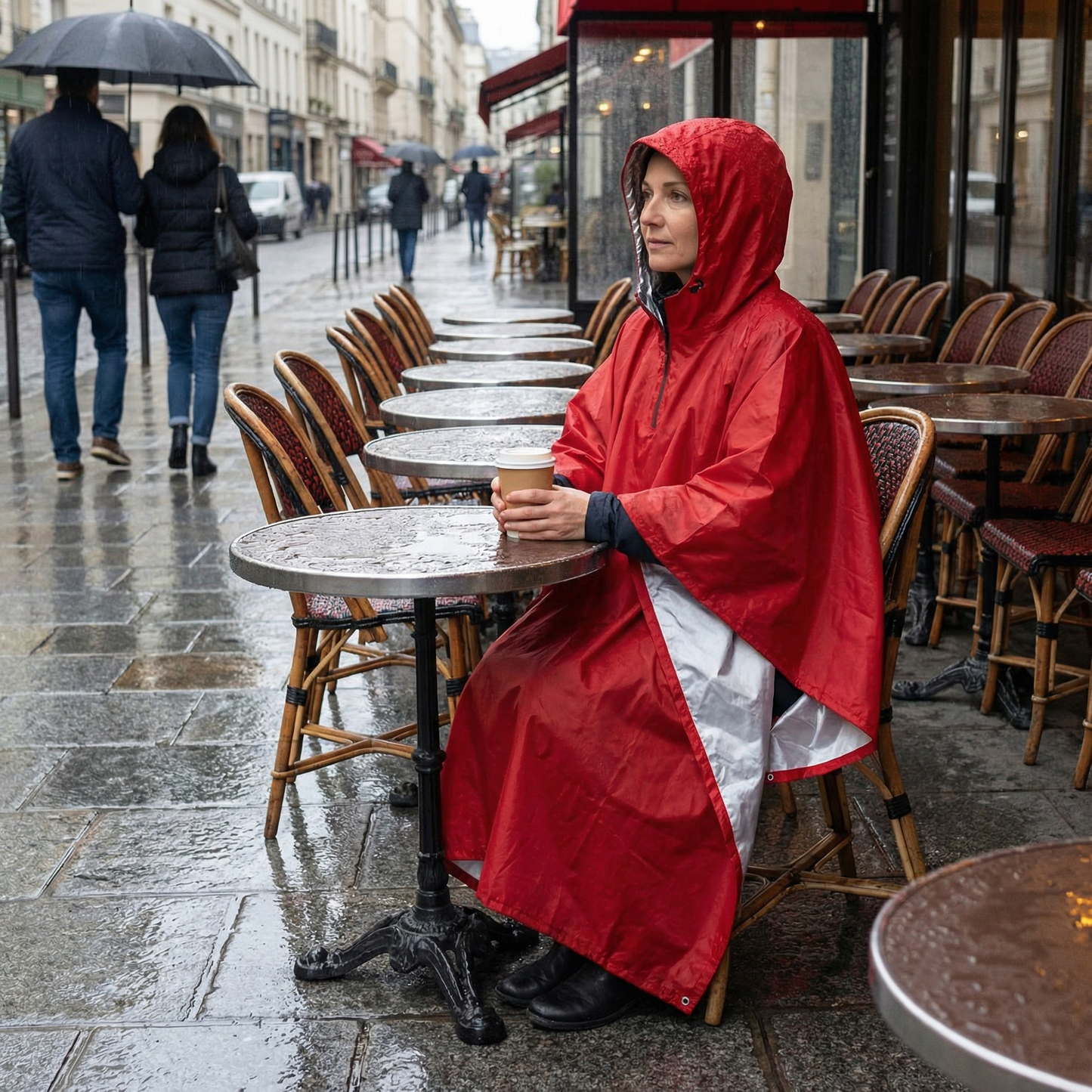 Poncho pluie rouge adulte - Horizon Poncho