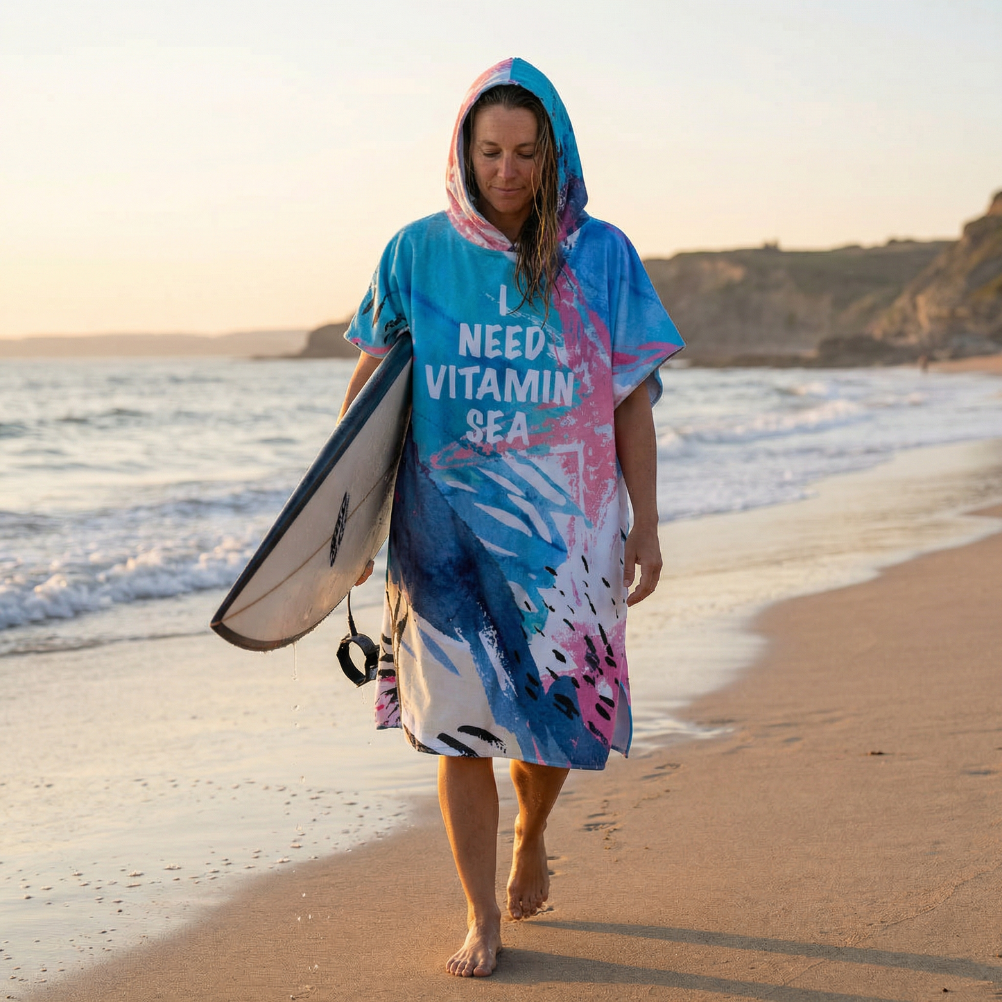 Poncho surf bleu corail - Horizon Poncho