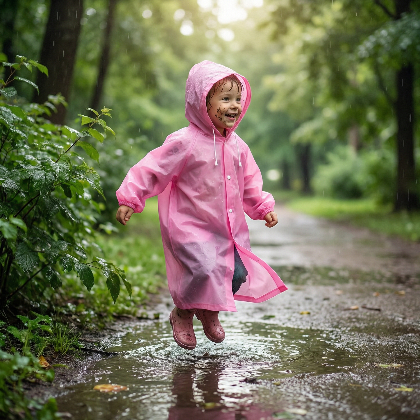 Poncho pluie enfant rose - Horizon Poncho