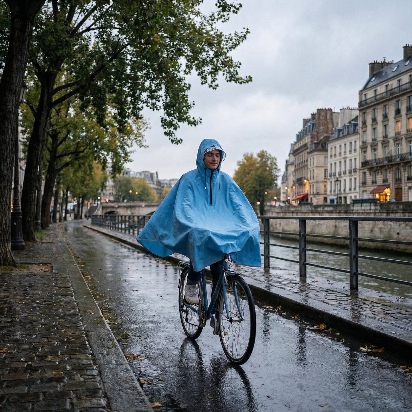 Poncho cycliste bleu - Horizon Poncho