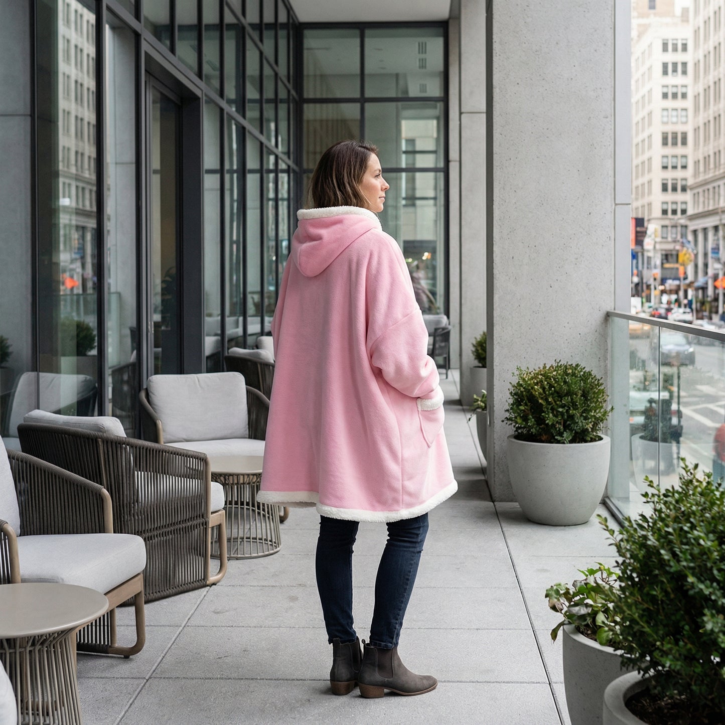 Poncho femme style éléphant rose - Horizon Poncho