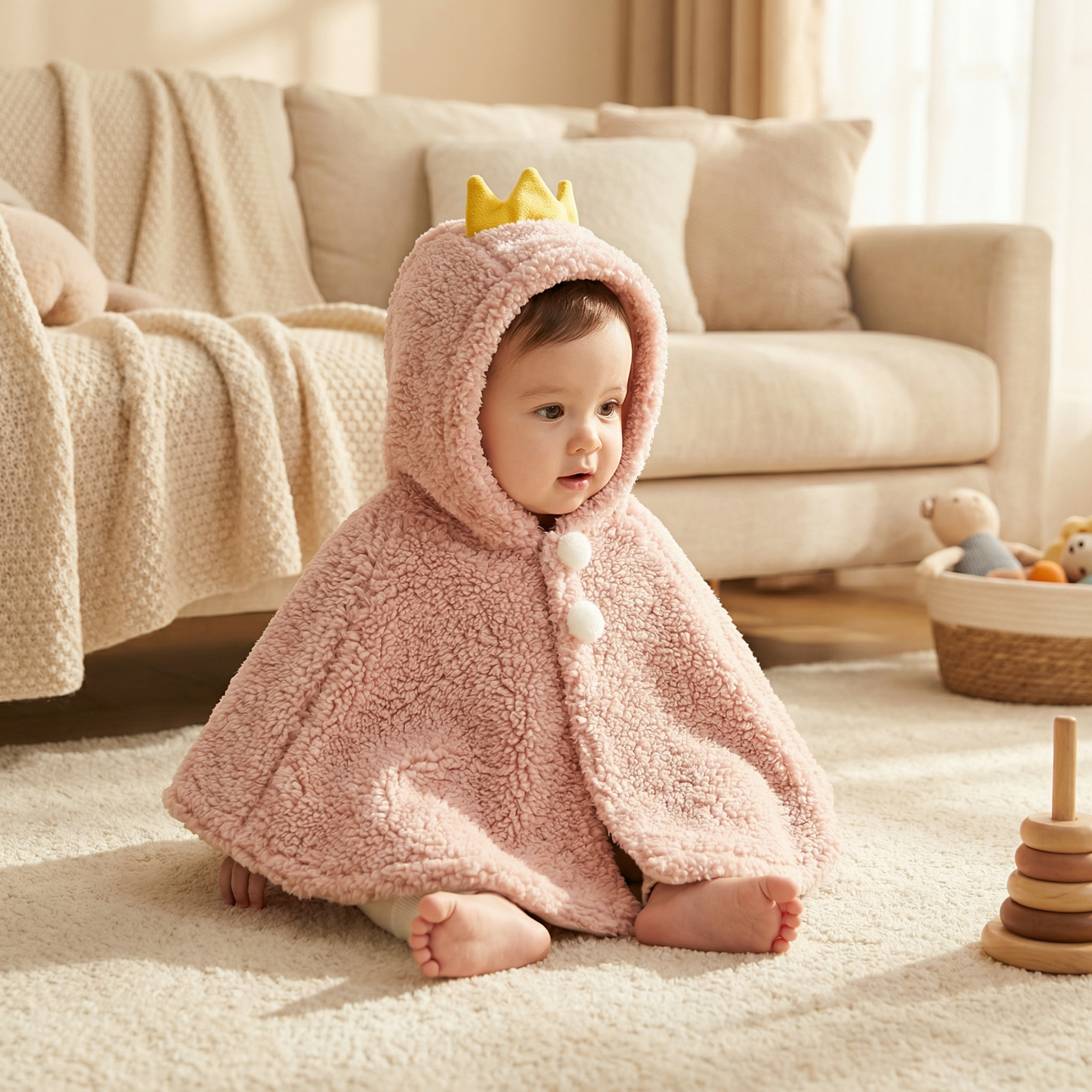 Poncho bébé motif couronne - Horizon Poncho