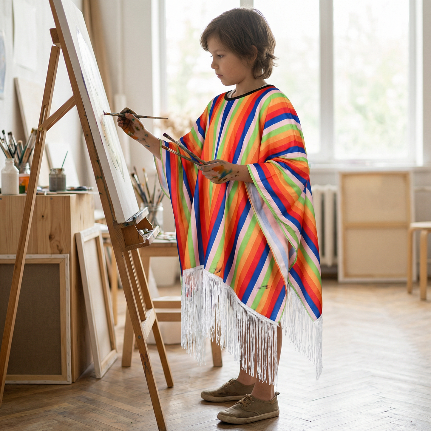 Poncho enfant mexicain orange - Horizon Poncho