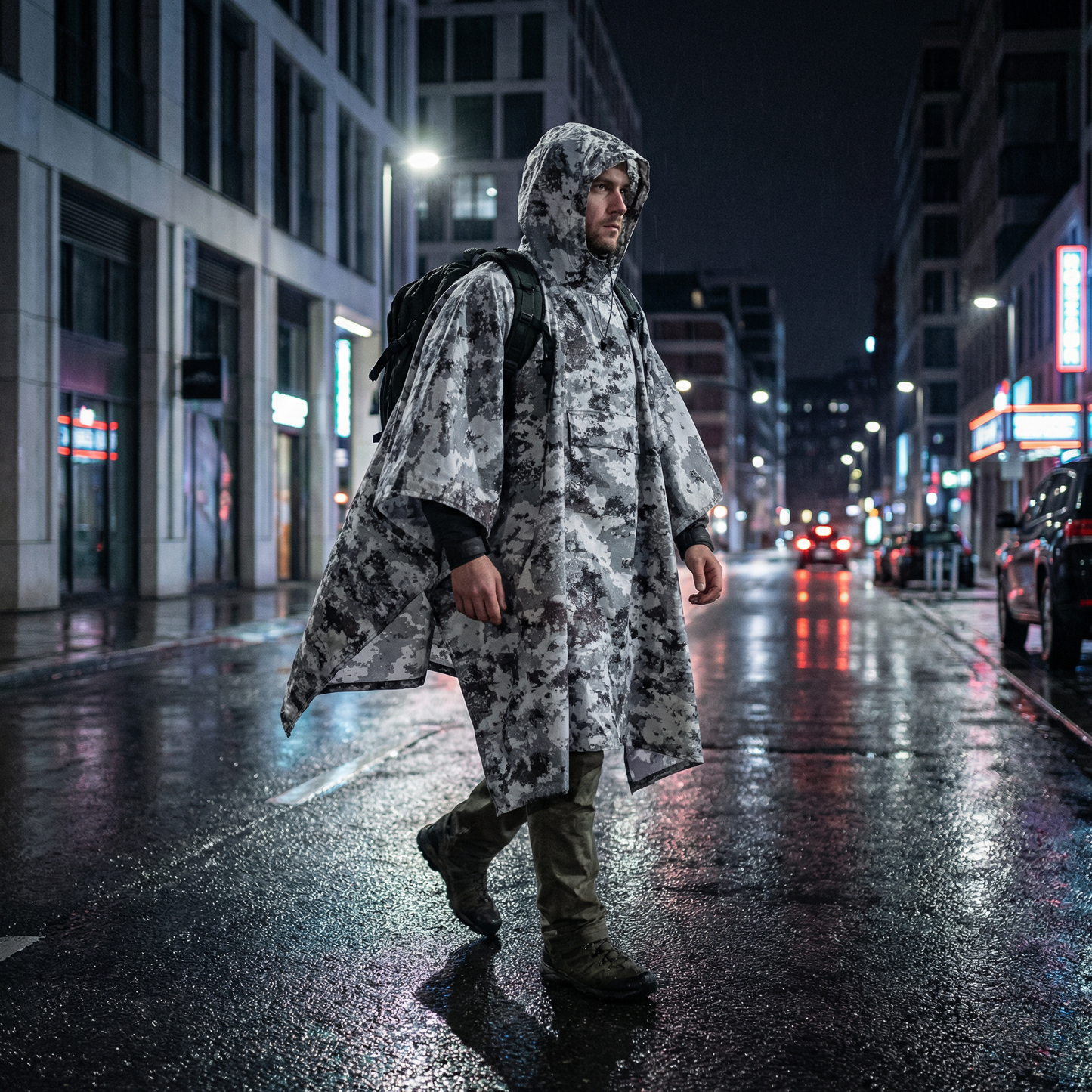 Poncho pluie randonnée camouflage urbain - Horizon Poncho