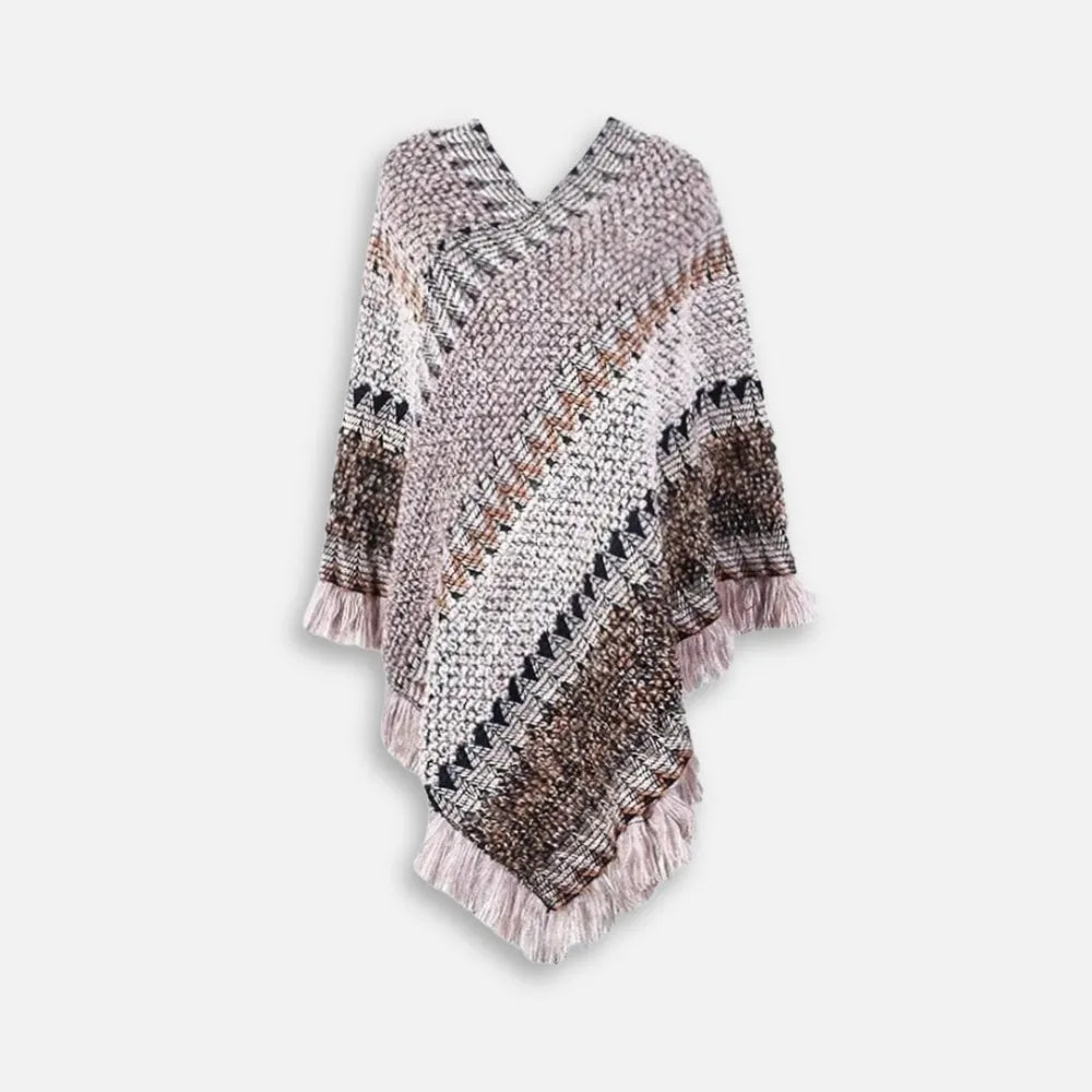 Poncho avec mailles et franges - Horizon Poncho