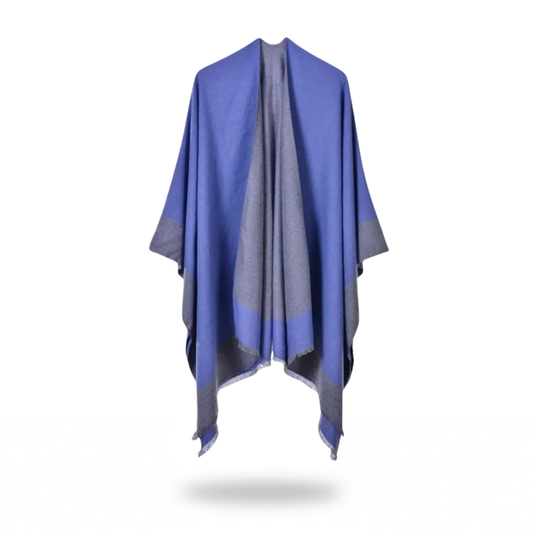 Poncho pull à capuche bleu - Horizon Poncho
