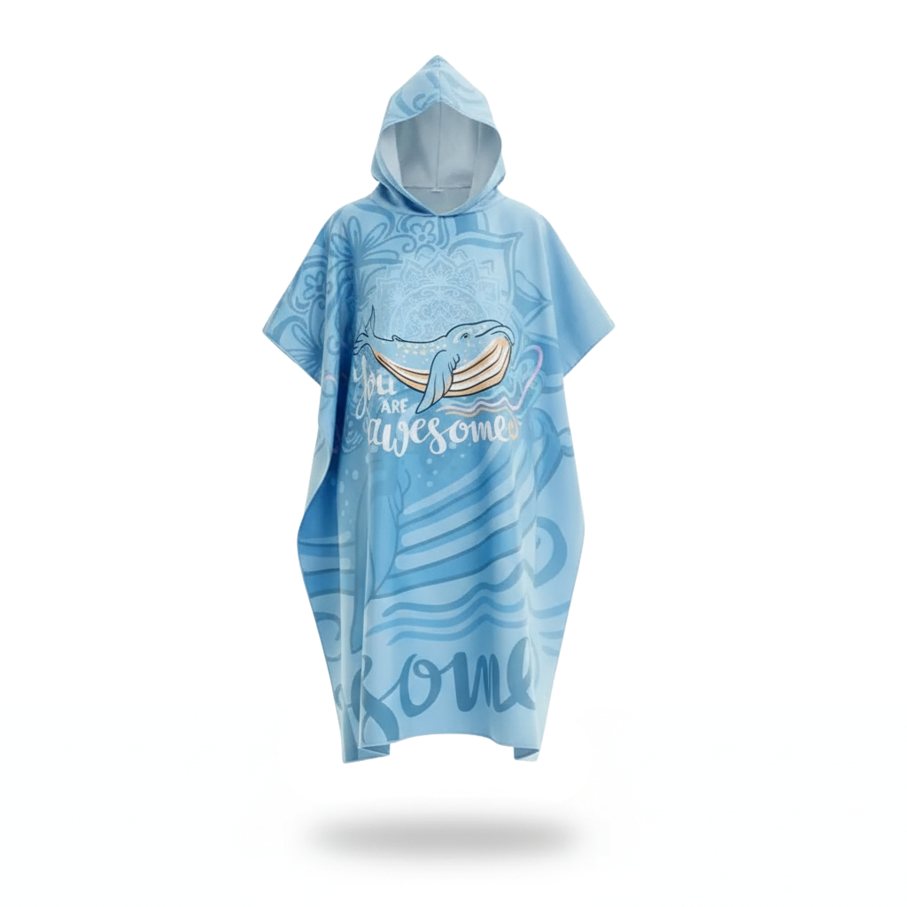 Poncho plage motif baleine - Horizon Poncho