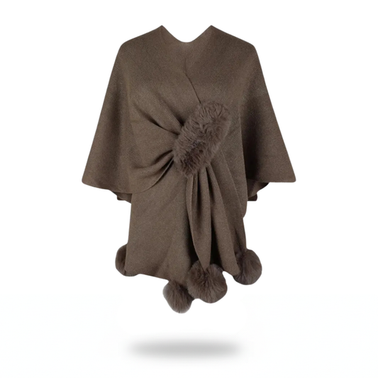 Poncho femme à pompons avec noeud - Horizon Poncho