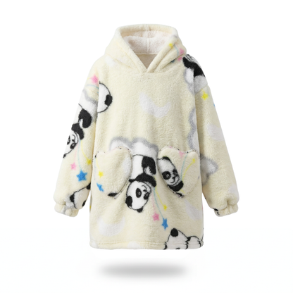 Poncho enfant motif panda beige - Horizon Poncho