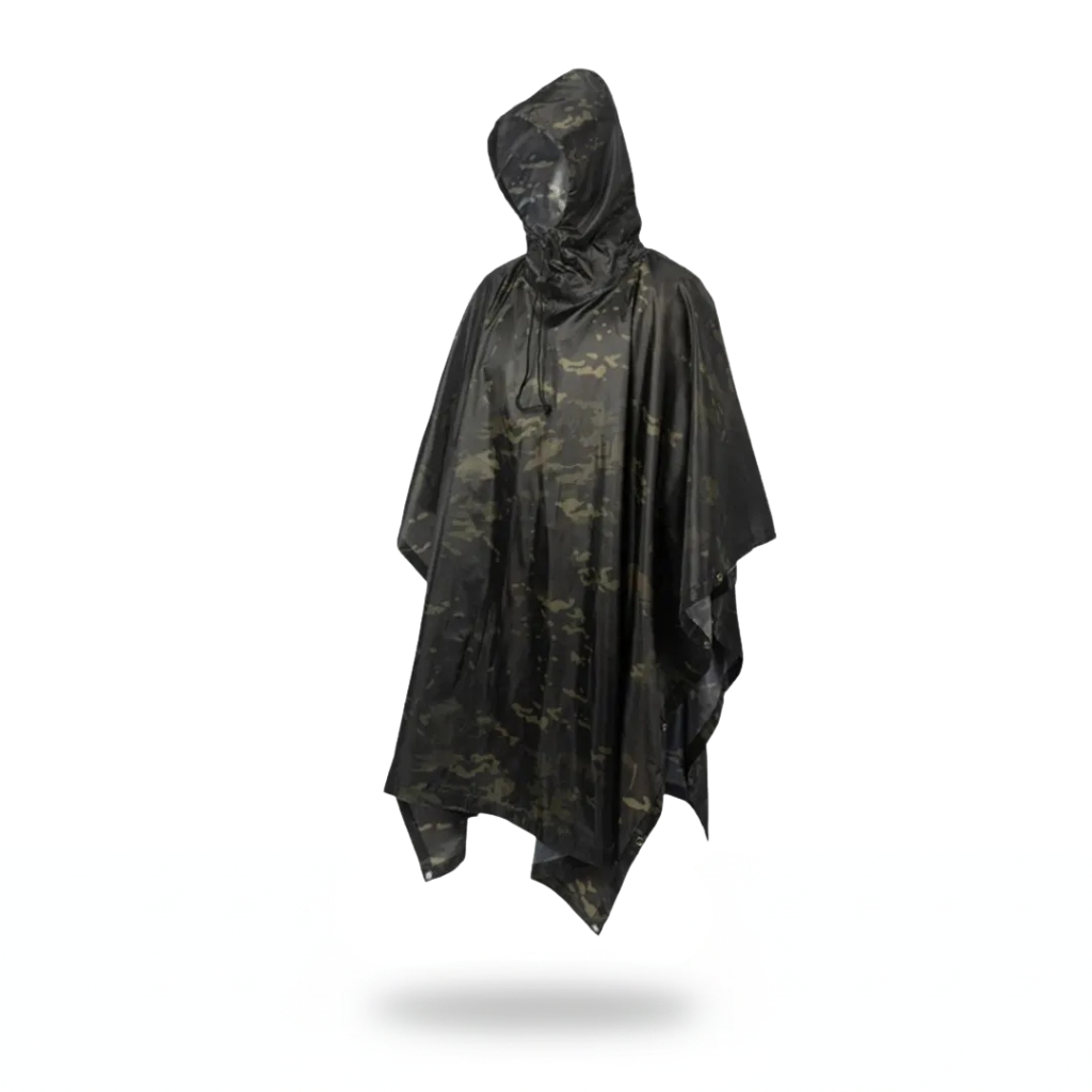 Poncho pluie randonnée camouflage noir - Horizon Poncho