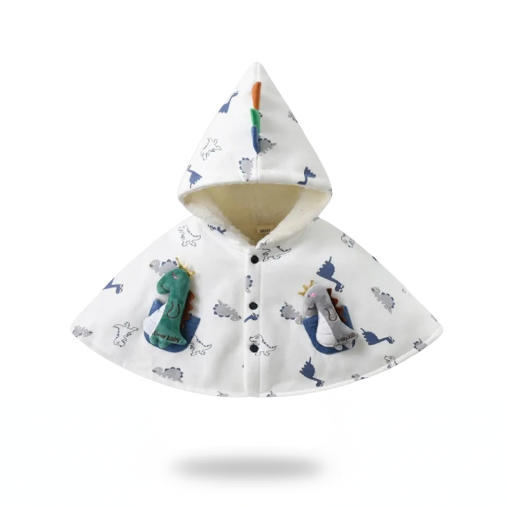 Poncho bébé style dinosaure blanc - Horizon Poncho
