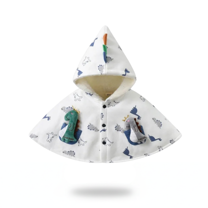 Poncho bébé style dinosaure blanc - Horizon Poncho