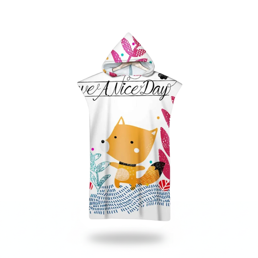 Poncho bain enfant motif renard - Horizon Poncho
