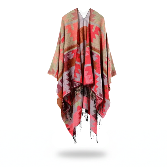 Poncho péruvien rouge - Horizon Poncho