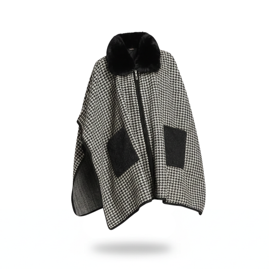 Poncho femme zippé avec col en fourrure - Horizon Poncho
