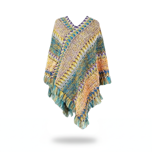 Poncho avec mailles et franges - Horizon Poncho