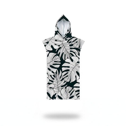 Poncho bain feuilles noir et blanc - Horizon Poncho