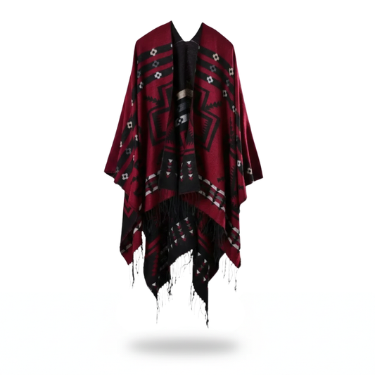 Poncho rouge style mexicain - Horizon Poncho