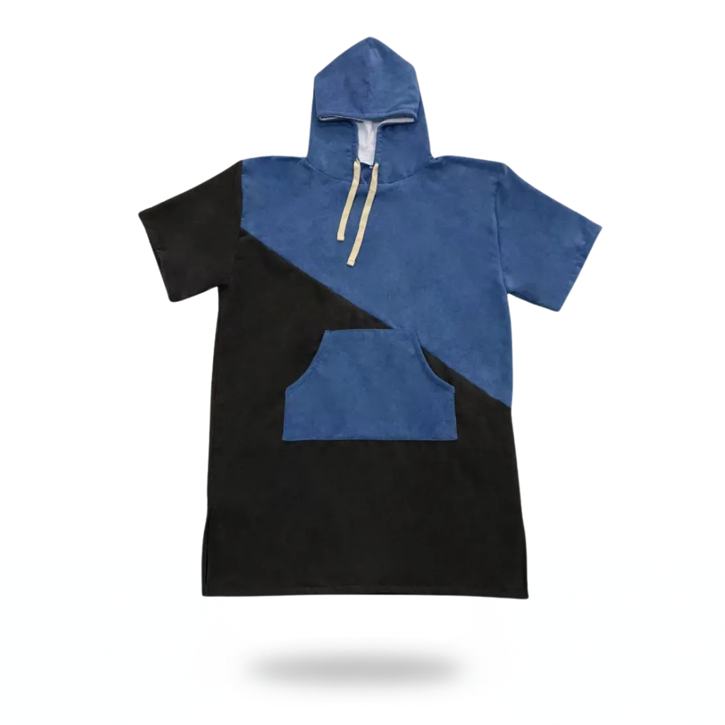 Poncho plage bicolore noir et bleu - Horizon Poncho