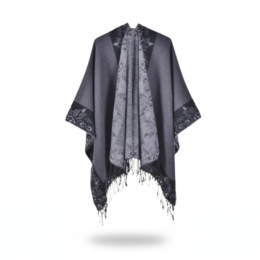 Poncho femme floral à franges - Horizon Poncho