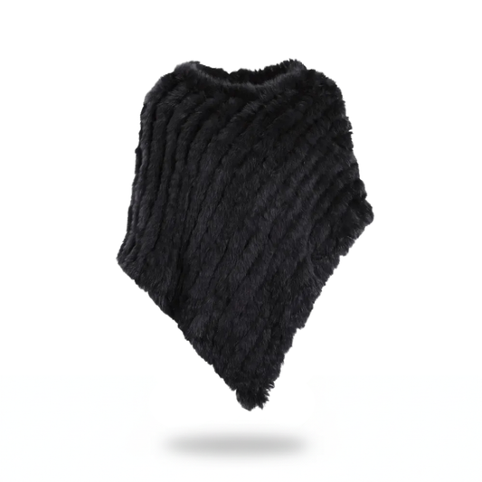 Poncho pull femme noir en fourrure - Horizon Poncho
