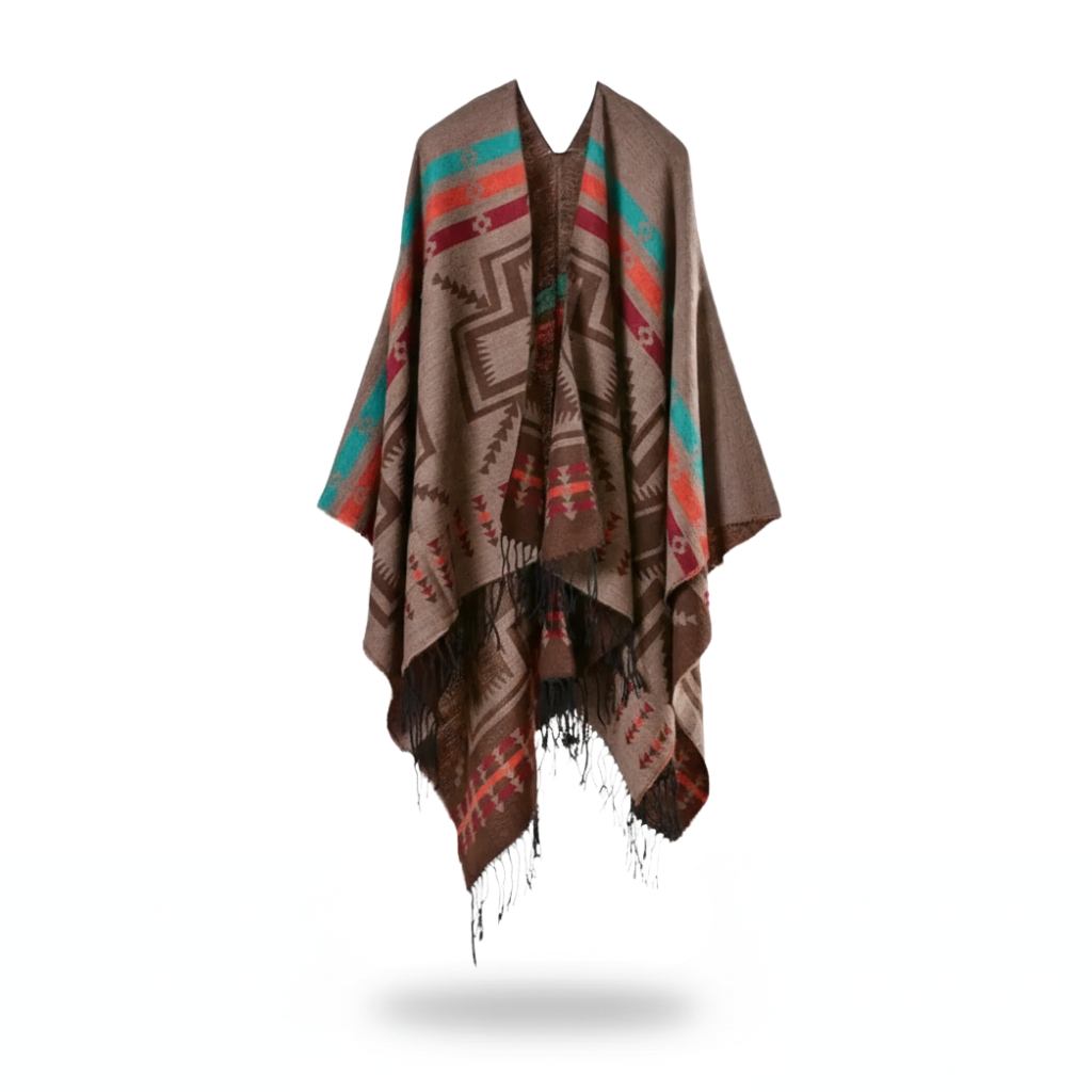 Poncho homme ethnique à motifs croix - Horizon Poncho