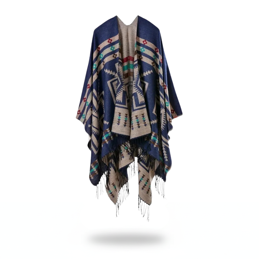 Poncho mexicain bleu marine - Horizon Poncho