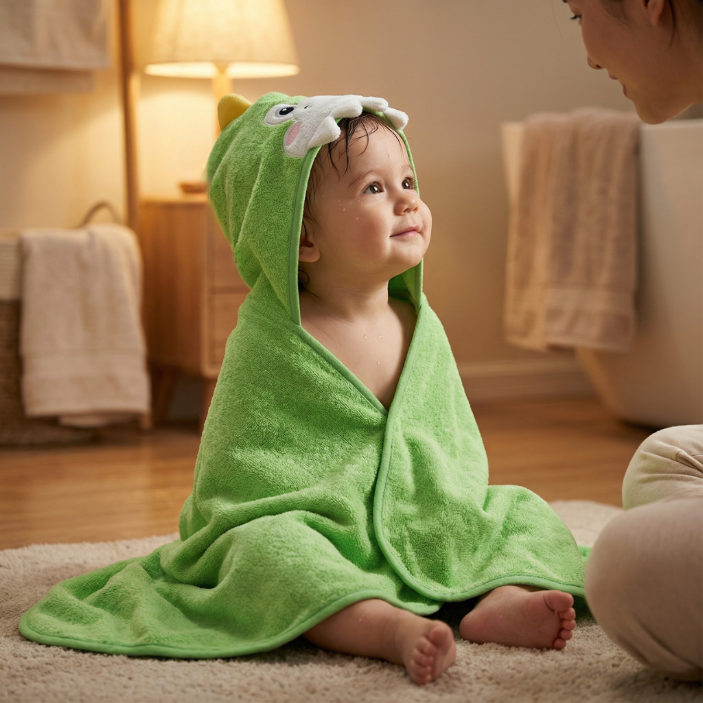 Poncho bébé style dinosaure vert - Horizon Poncho