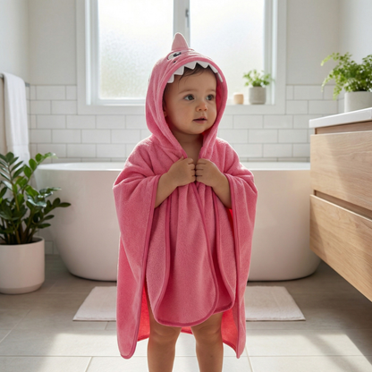 Poncho bébé style dinosaure rose - Horizon Poncho