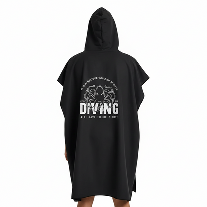 Poncho surf noir minimaliste - Horizon Poncho