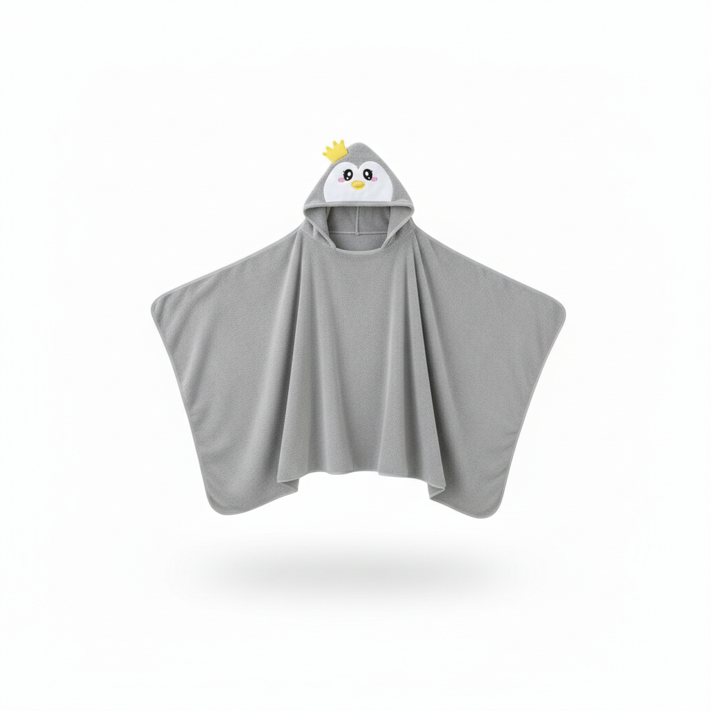 Poncho enfant pingouin gris - Horizon Poncho