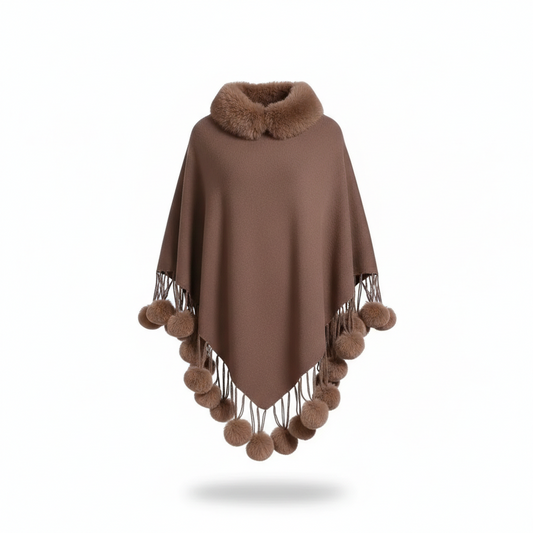Poncho femme à pompons - Horizon Poncho