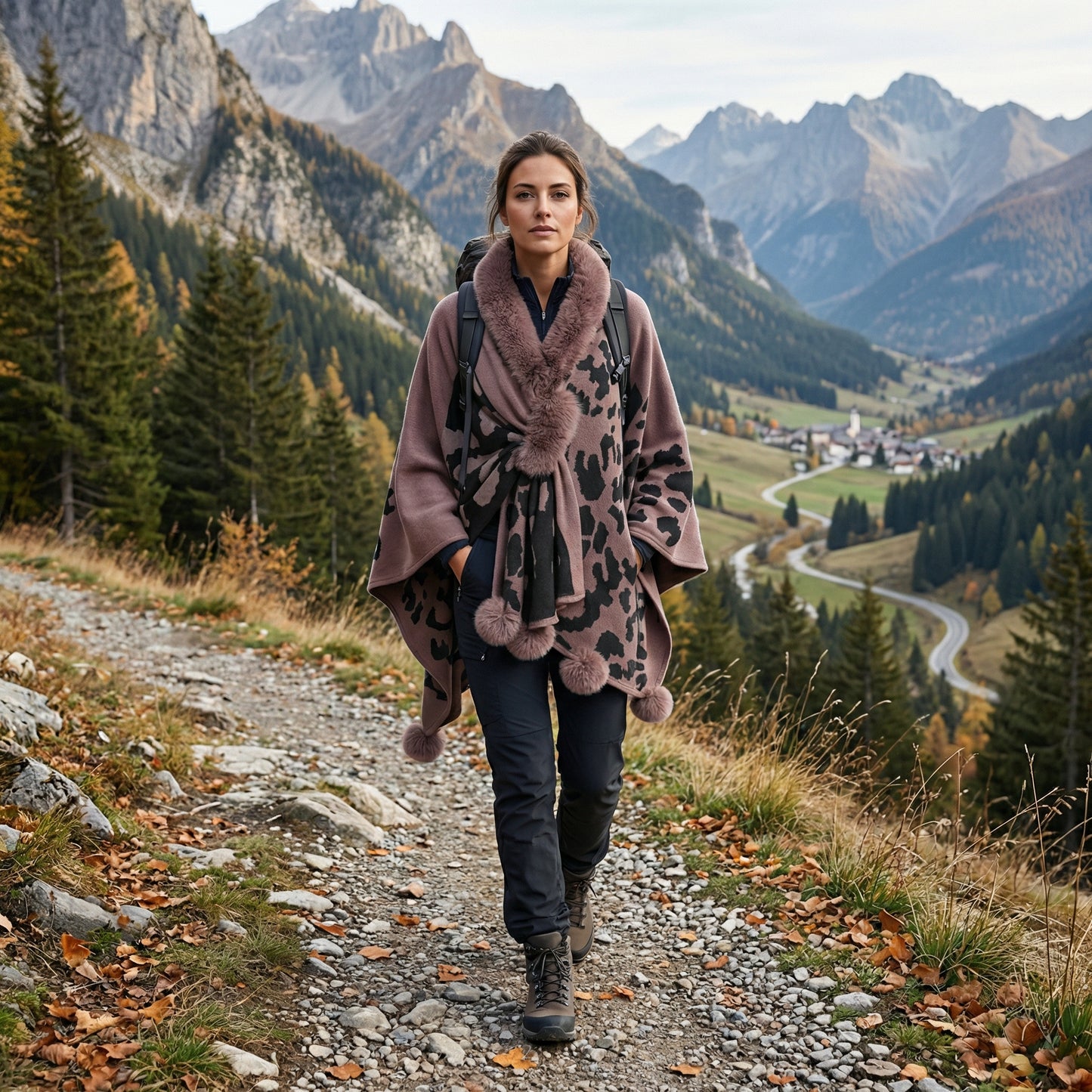 Poncho femme imprimé léopard - Horizon Poncho