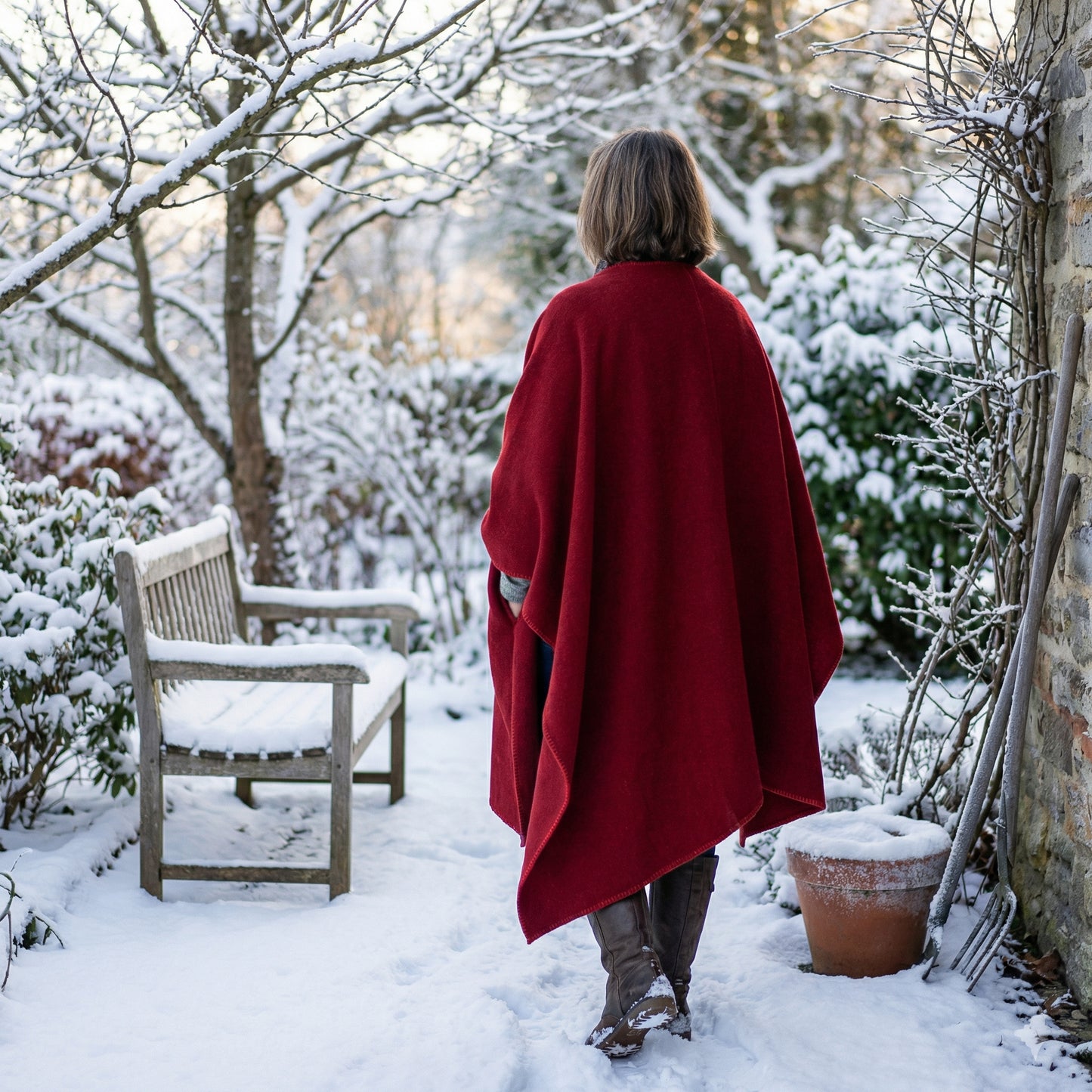 Poncho femme rouge uni - Horizon Poncho