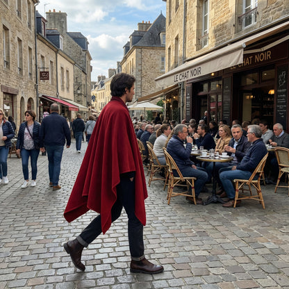 Poncho femme rouge uni - Horizon Poncho