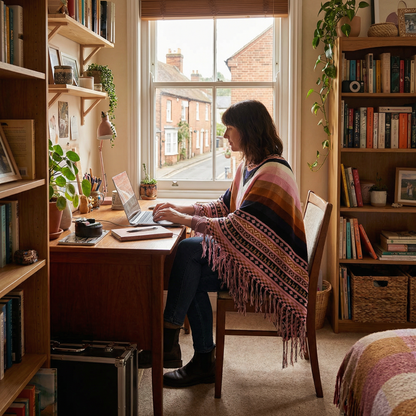 Poncho péruvien franges et motifs - Horizon Poncho