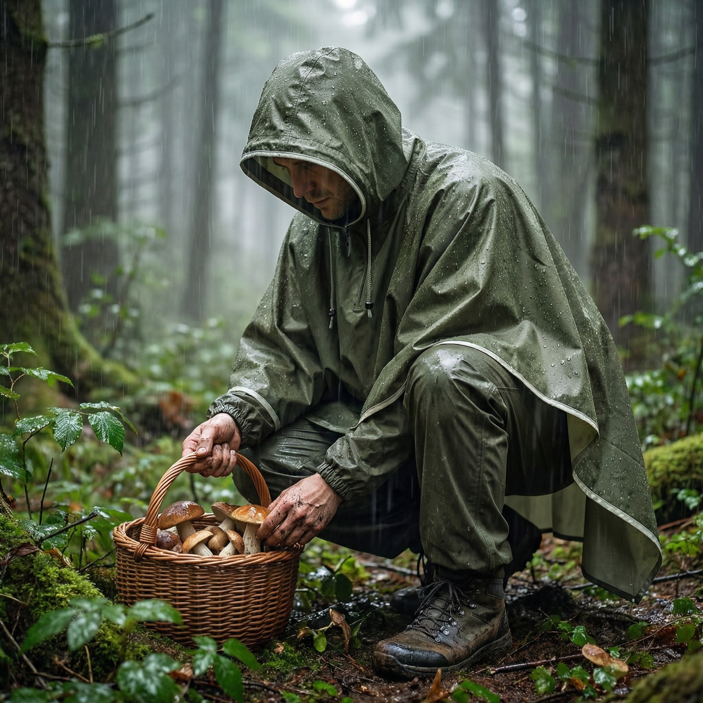 Poncho pluie randonnée kaki - Horizon Poncho