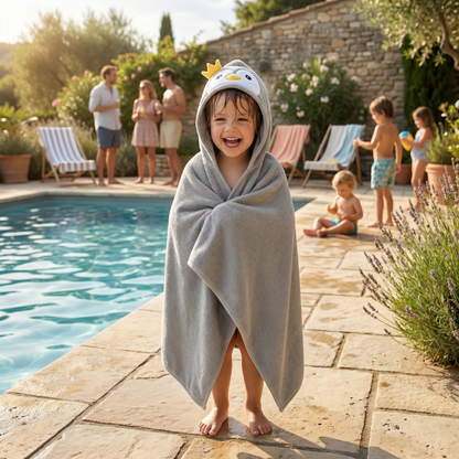 Poncho enfant pingouin gris - Horizon Poncho