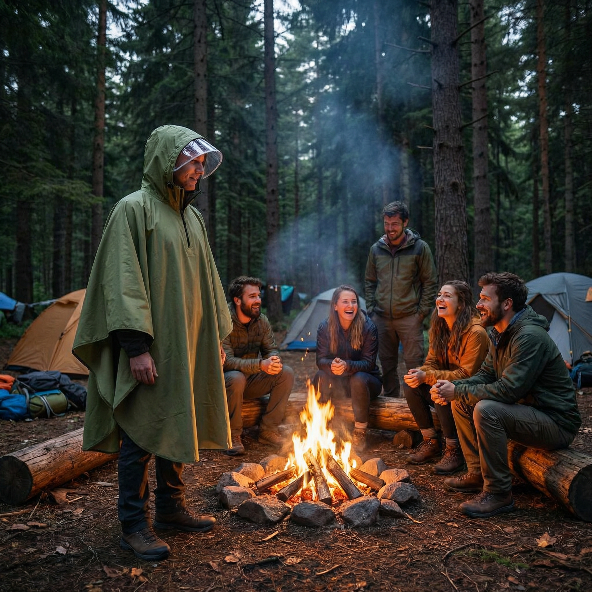 Poncho pluie vert sauge - Horizon Poncho