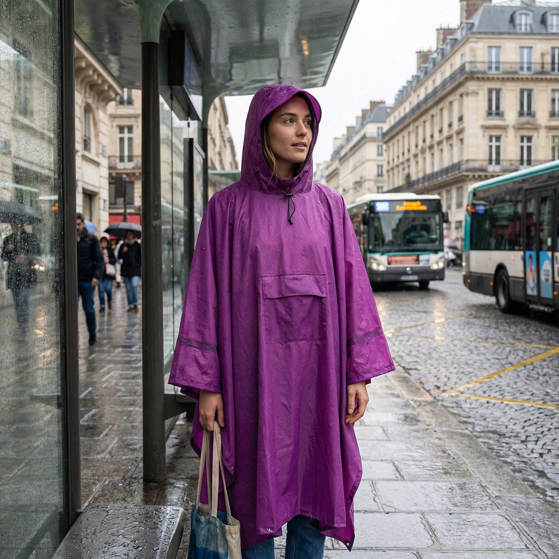 Poncho pluie femme violet - Horizon Poncho