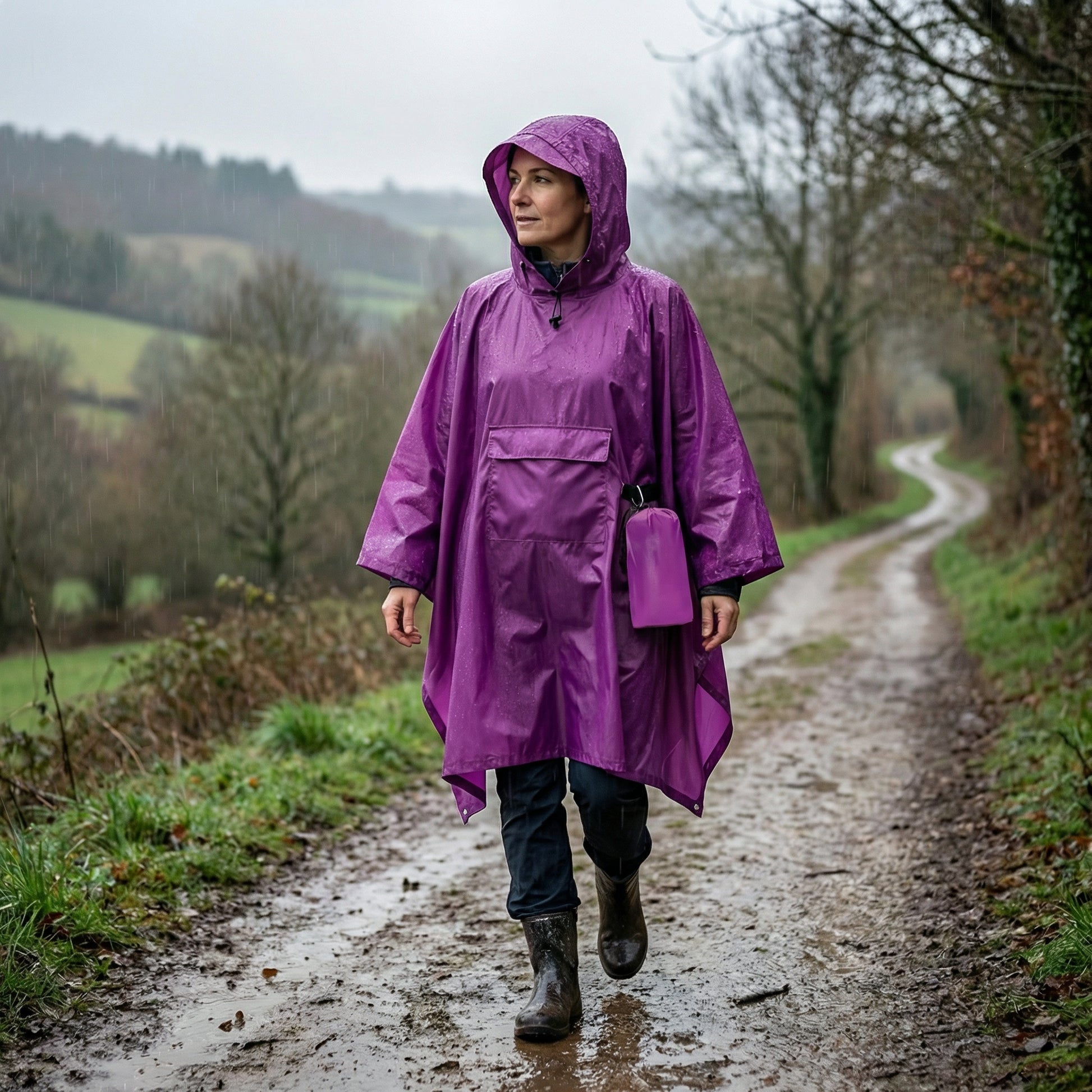 Poncho pluie femme violet - Horizon Poncho