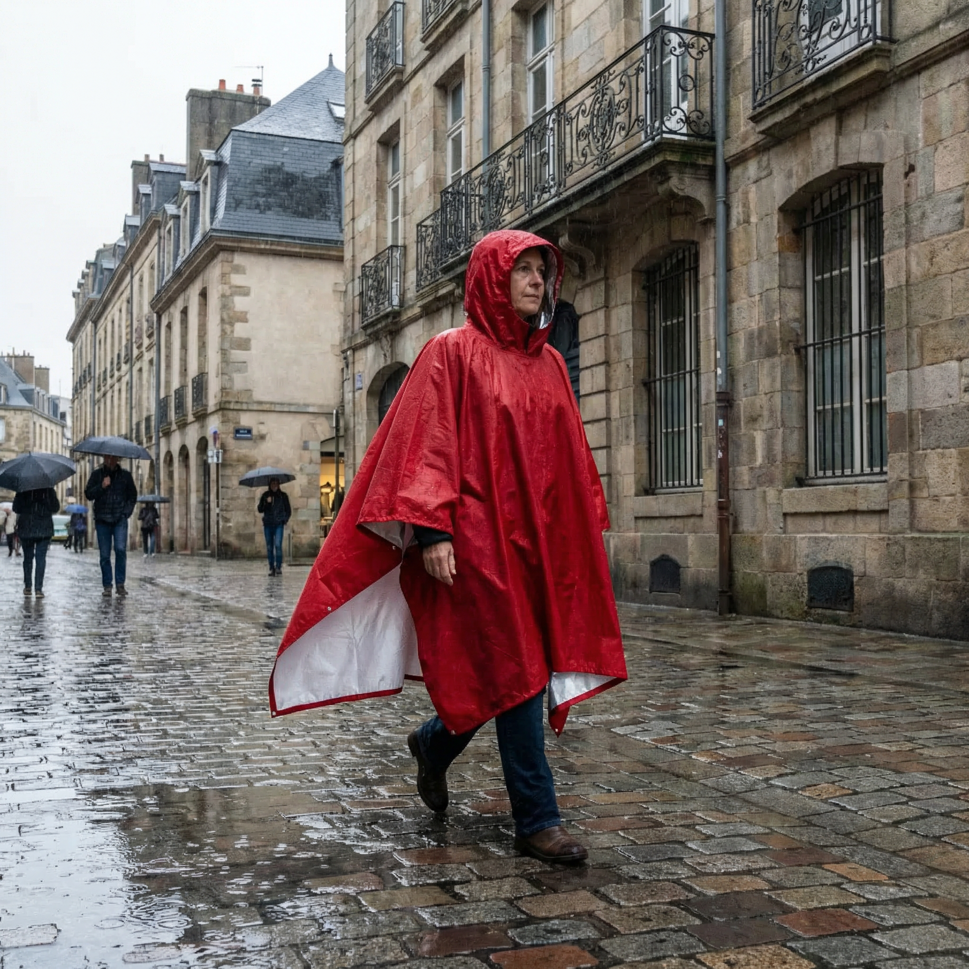 Poncho pluie rouge adulte - Horizon Poncho