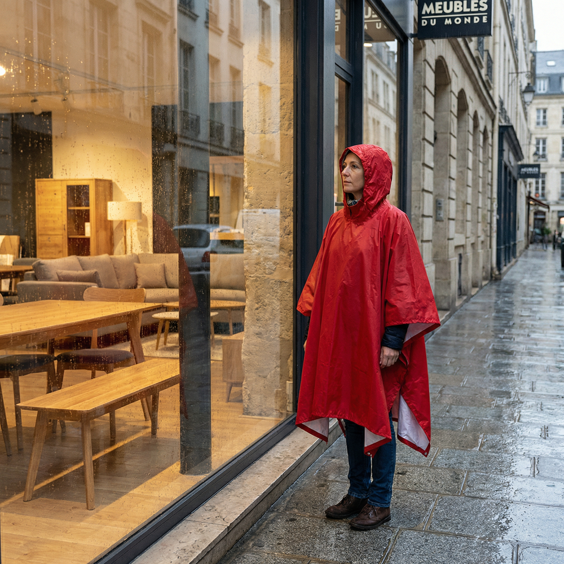 Poncho pluie rouge adulte - Horizon Poncho