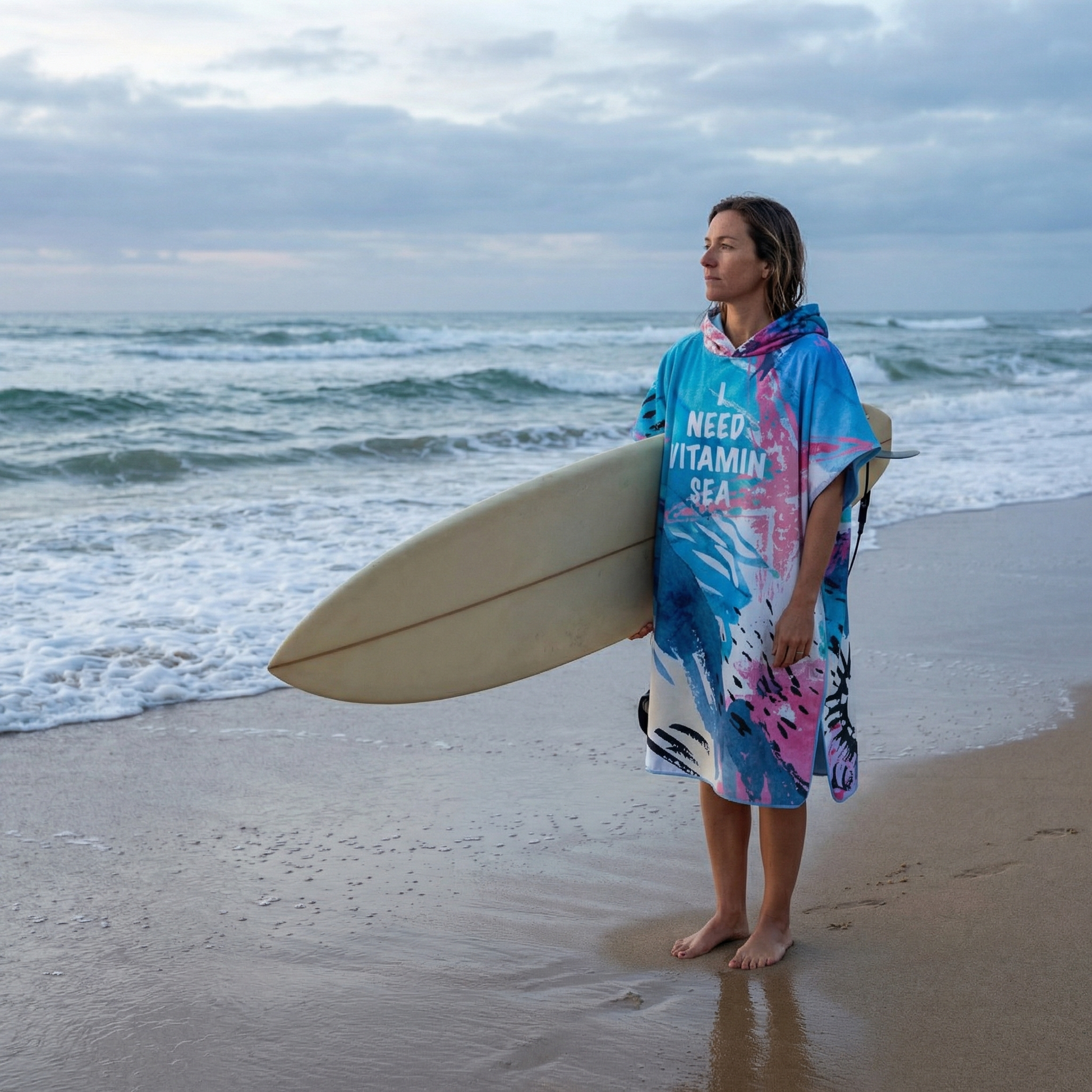 Poncho surf bleu corail - Horizon Poncho