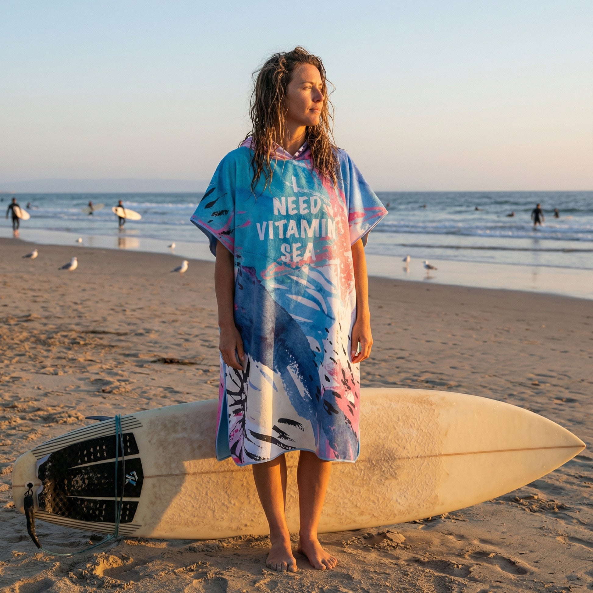 Poncho surf bleu corail - Horizon Poncho