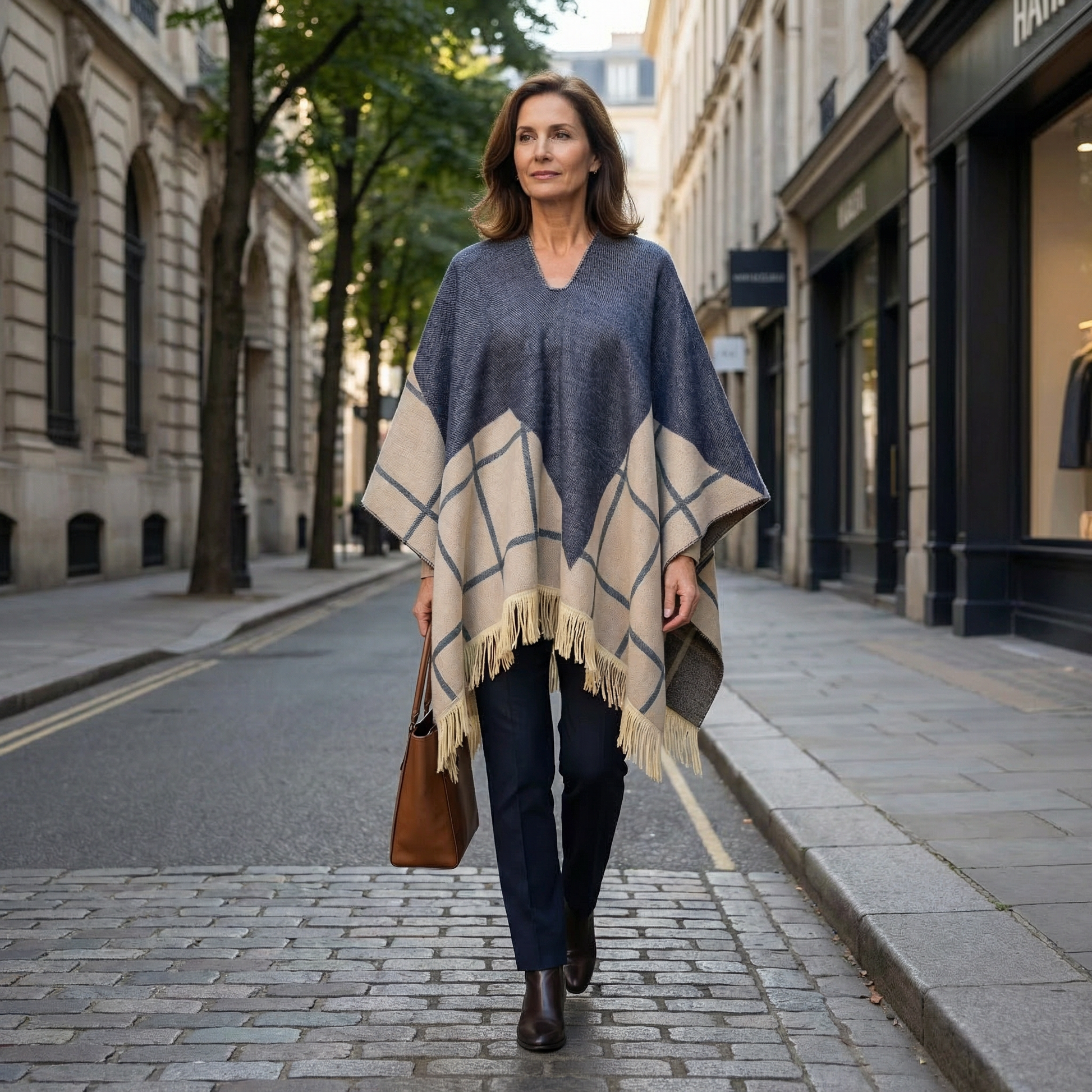 Poncho péruvien à carreaux - Horizon Poncho