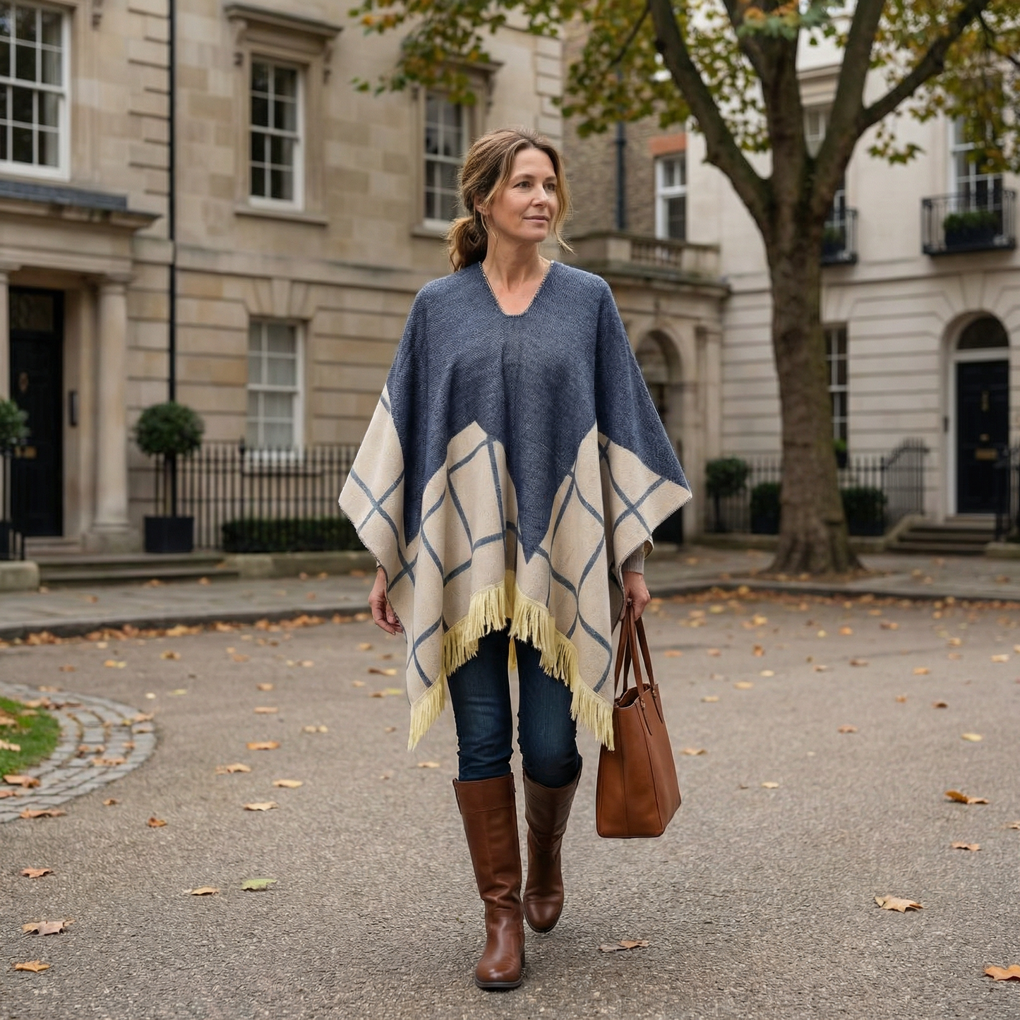 Poncho péruvien à carreaux - Horizon Poncho