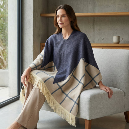 Poncho péruvien à carreaux - Horizon Poncho