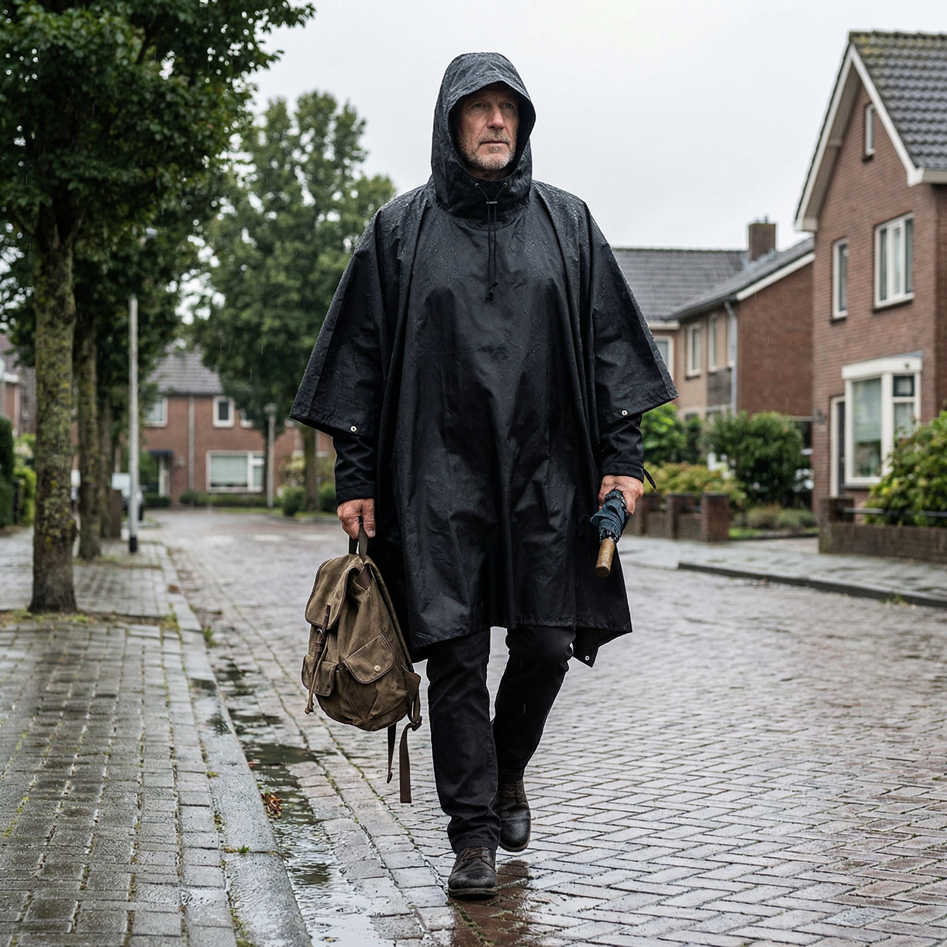 Poncho homme militaire noir - Horizon Poncho